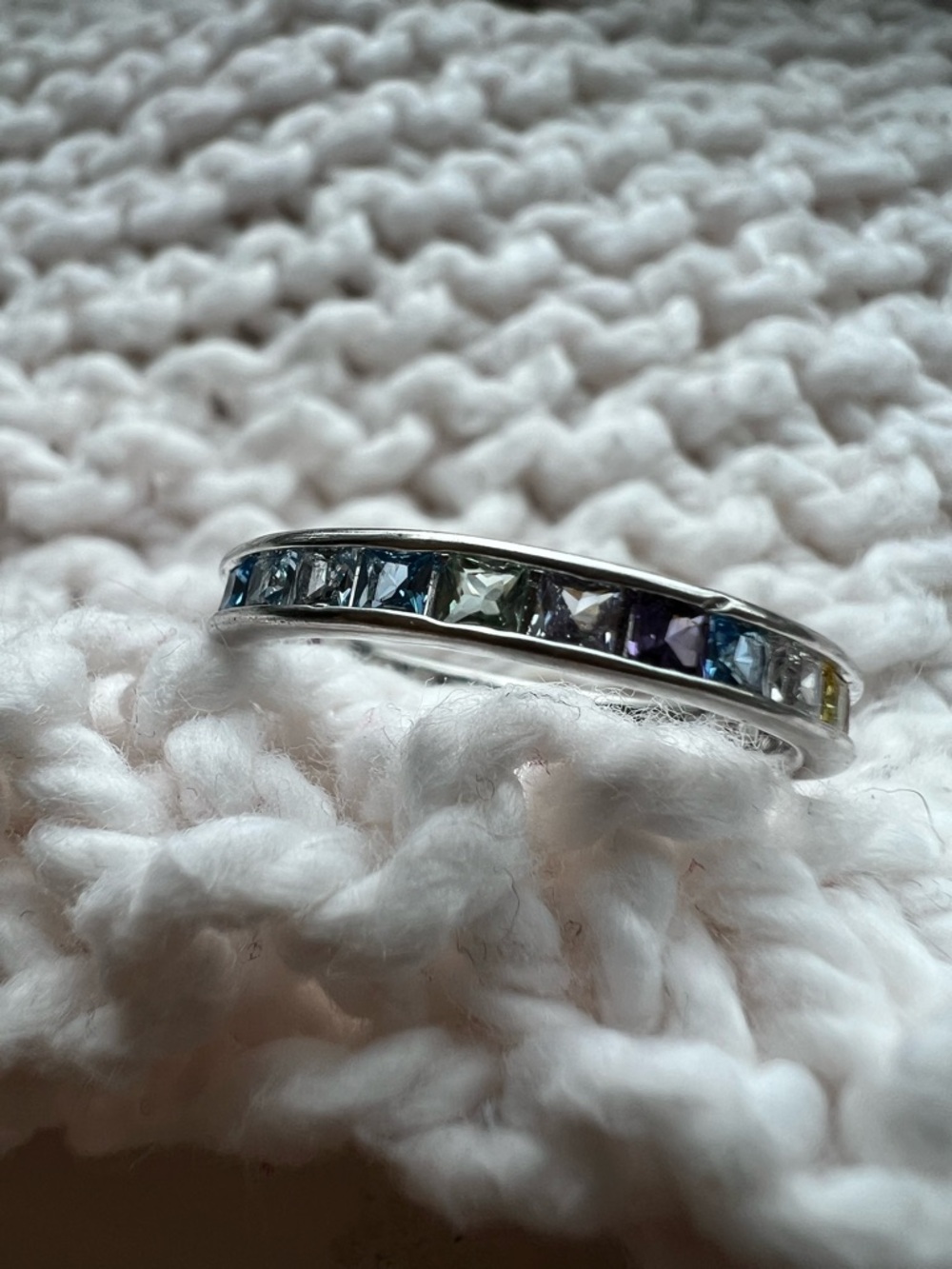 Multicolor Eternity Band - Rainbow CZ Accent rhodium plated - Bomb Party - SZ 7 - Picture 7 of 7